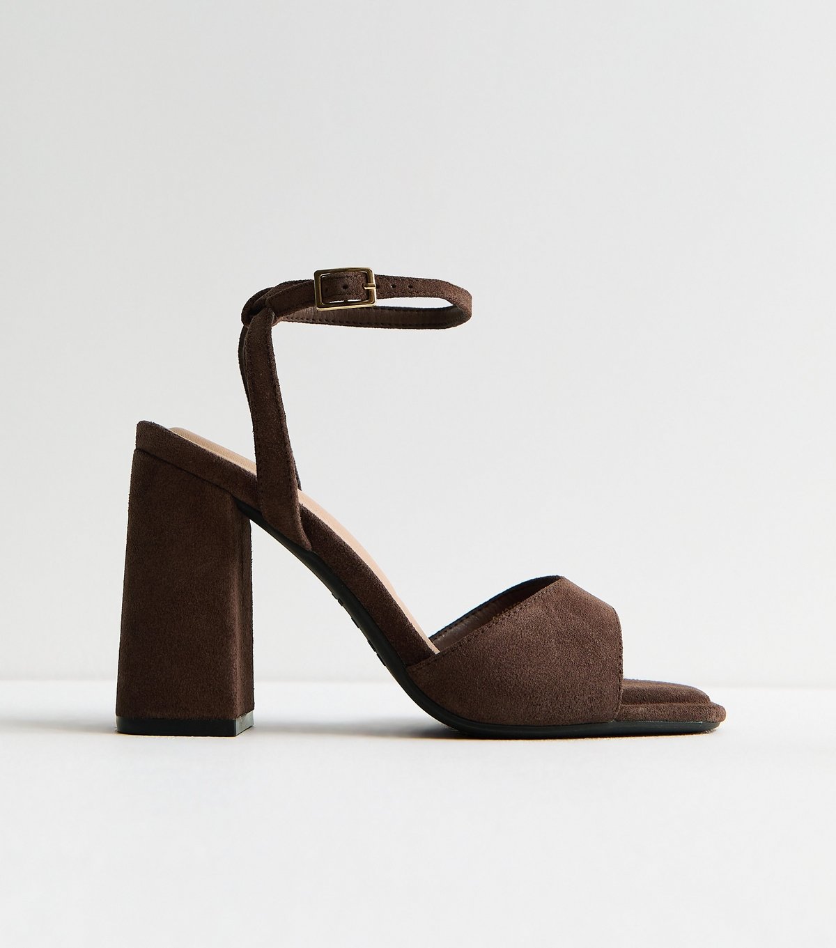 New Look Women's Premium Real Leather Dark Brown Suede Block Heel Sandals New Look - 2