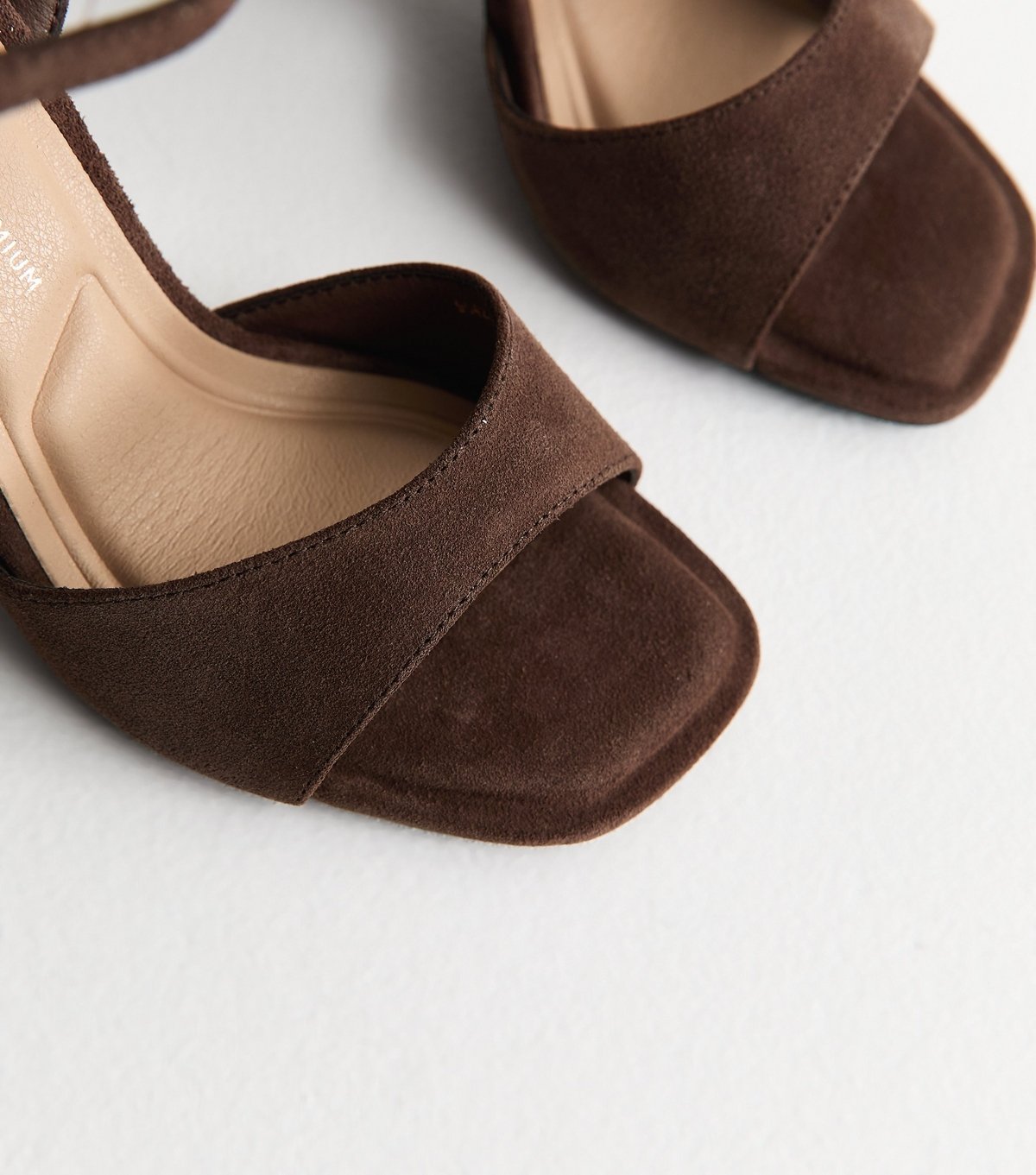 New Look Women's Premium Real Leather Dark Brown Suede Block Heel Sandals New Look - 4