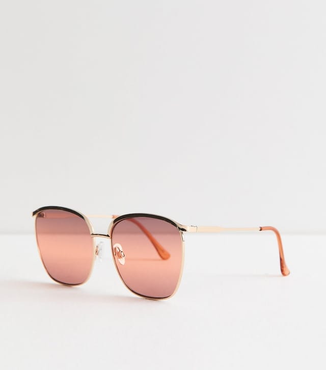 New Look Gold Square Frame Sunglasses New Look - 2