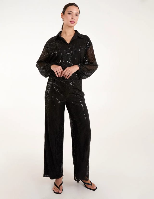 Blue Vanilla Sequin Trousers - 3
