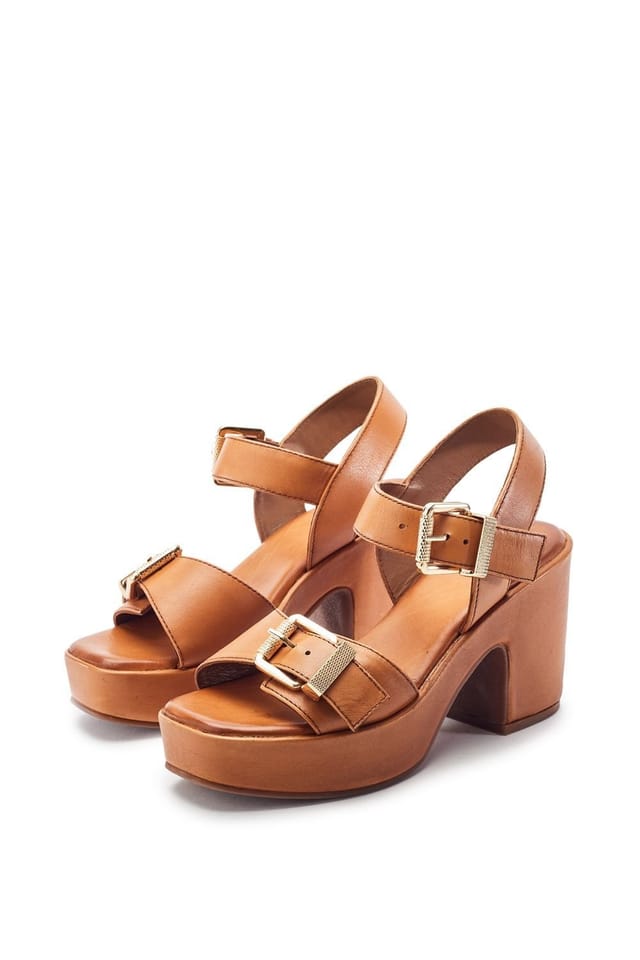 Moda In Pelle Moda In Pelle Women's 'Kellisa' Leather Heeled Sandals in Tan - 2