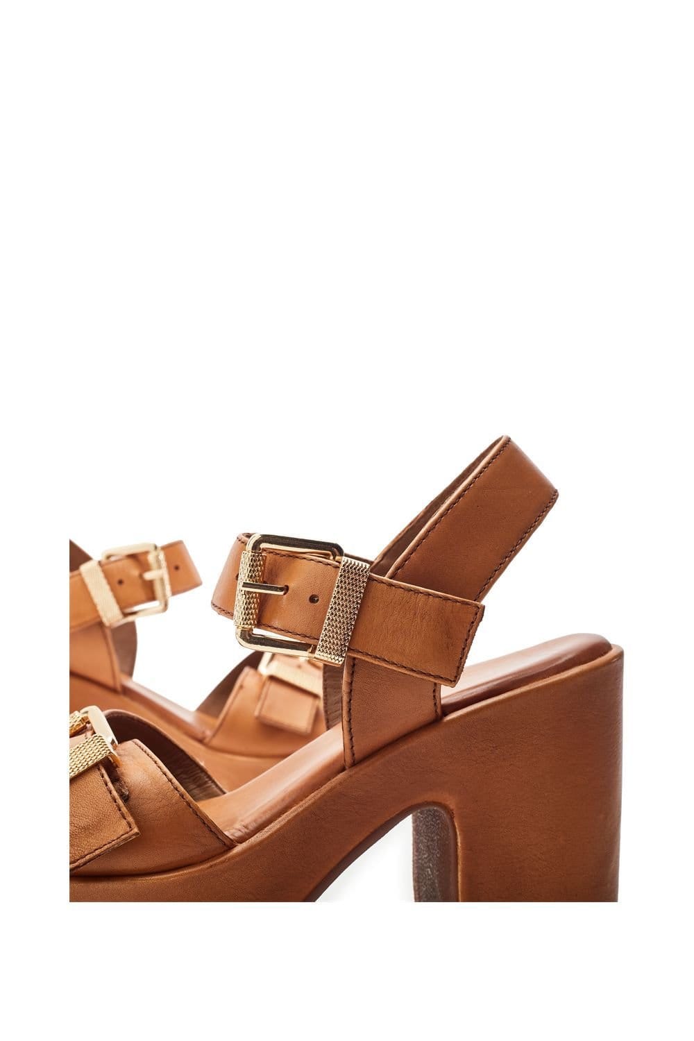 Moda In Pelle Moda In Pelle Women's 'Kellisa' Leather Heeled Sandals in Tan - 4