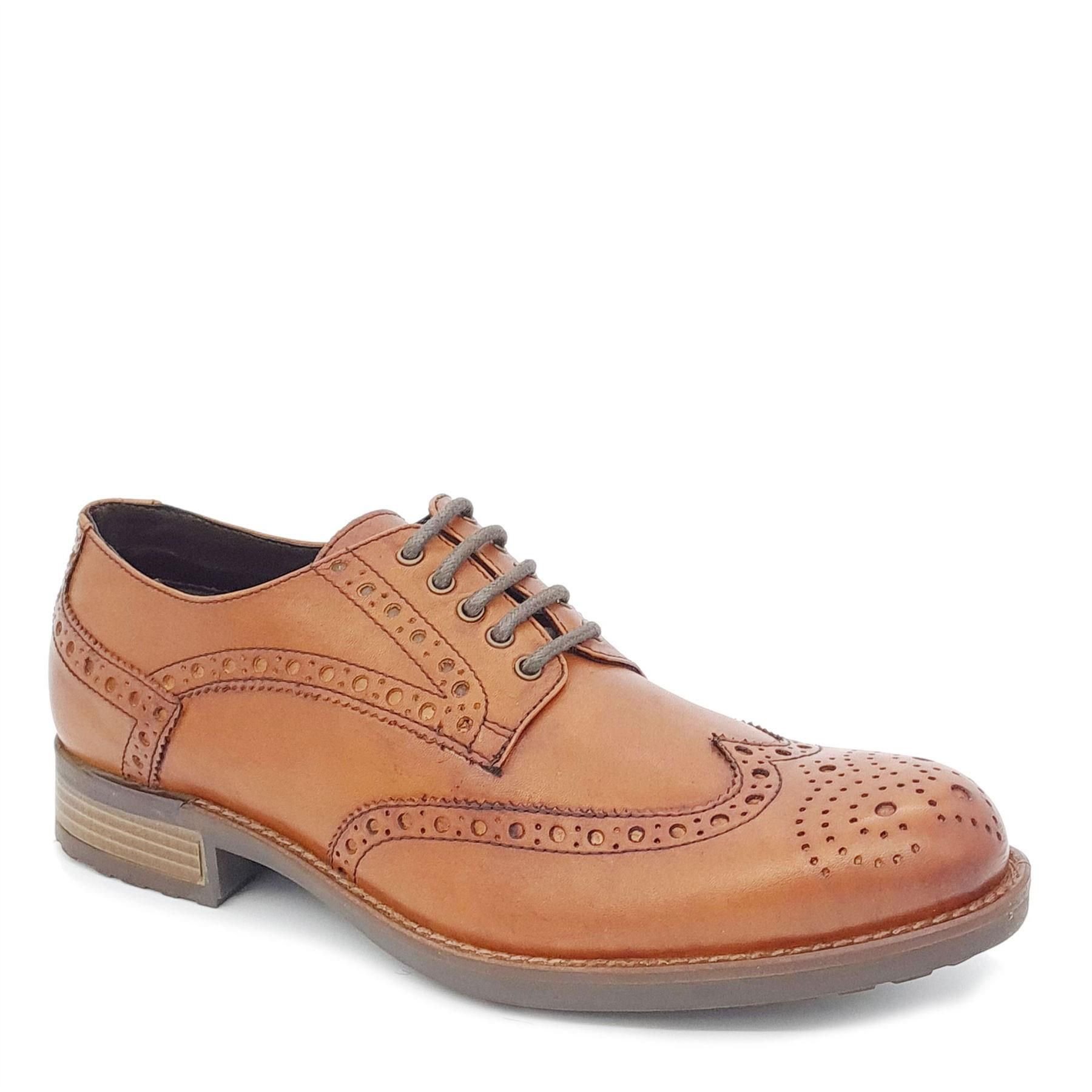 HX London HX London Men's Wandsworth Leather Brogue Shoes in Tan - 4