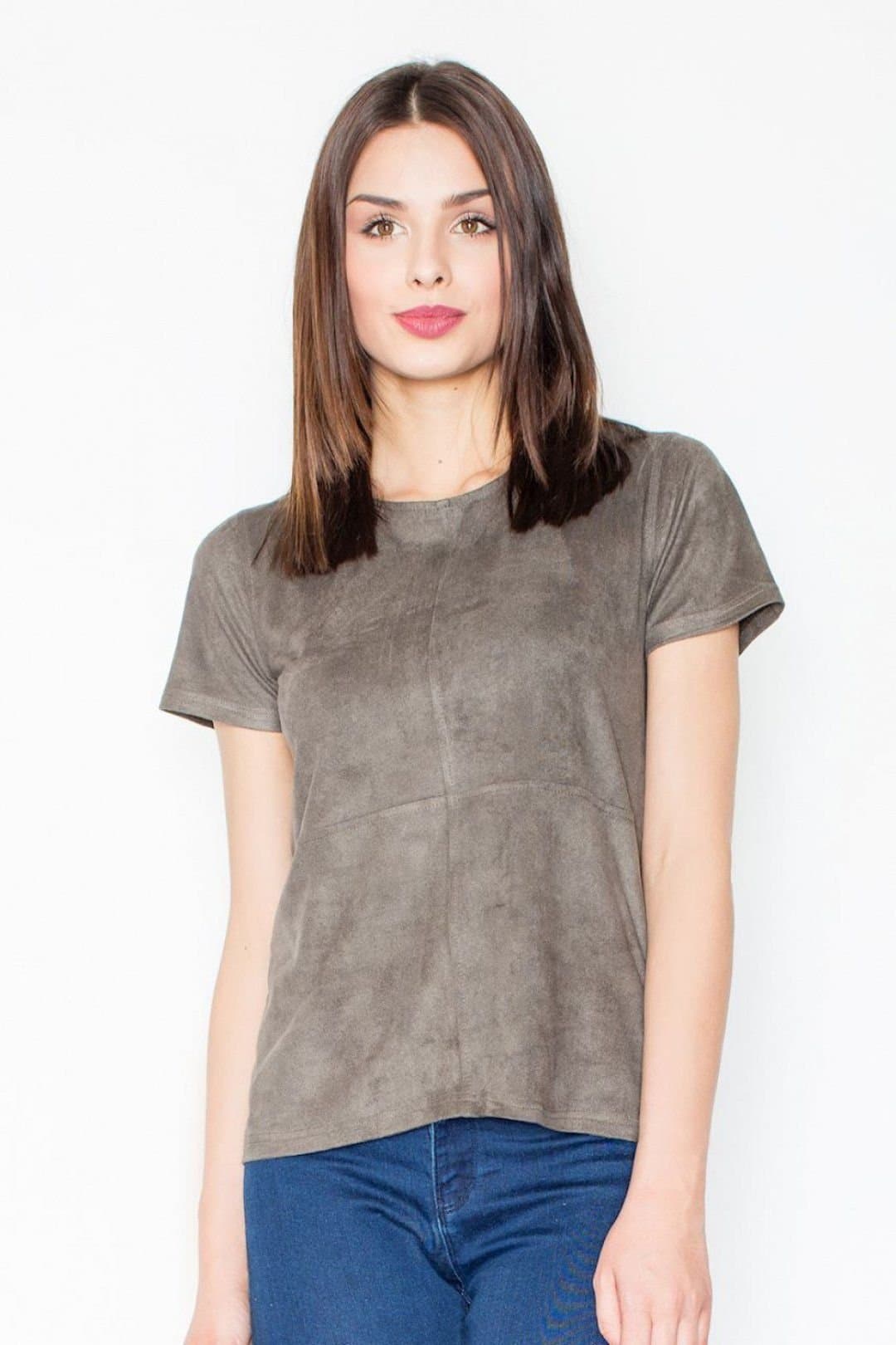 Love Lace Love Lace Women's Short Sleeve Simple Blouse for Everyday Wear in Khaki