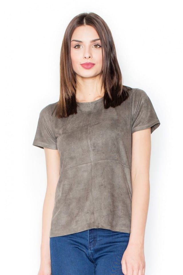 Love Lace Love Lace Women's Short Sleeve Simple Blouse for Everyday Wear in Khaki - 3