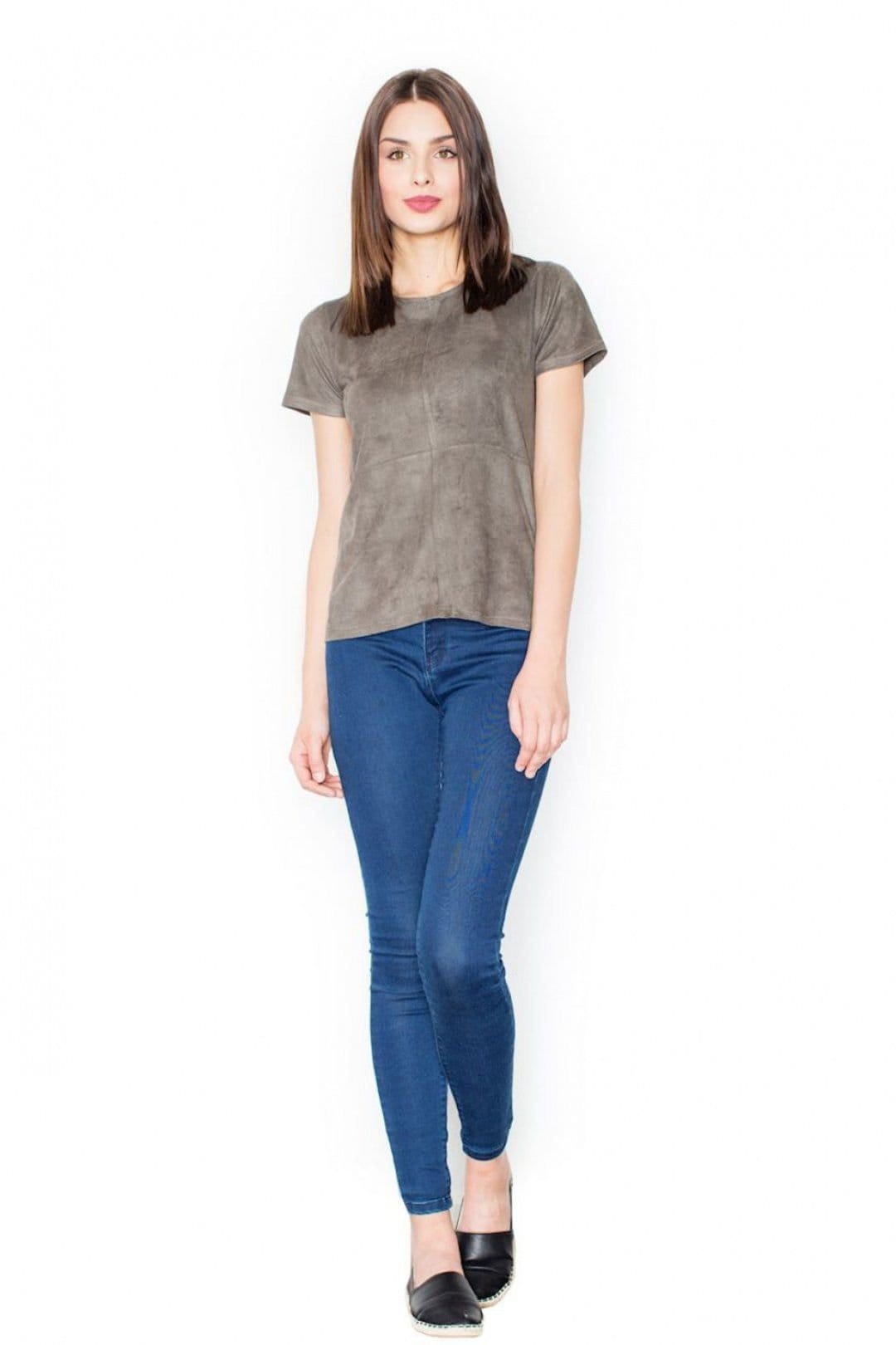 Love Lace Love Lace Women's Short Sleeve Simple Blouse for Everyday Wear in Khaki - 4