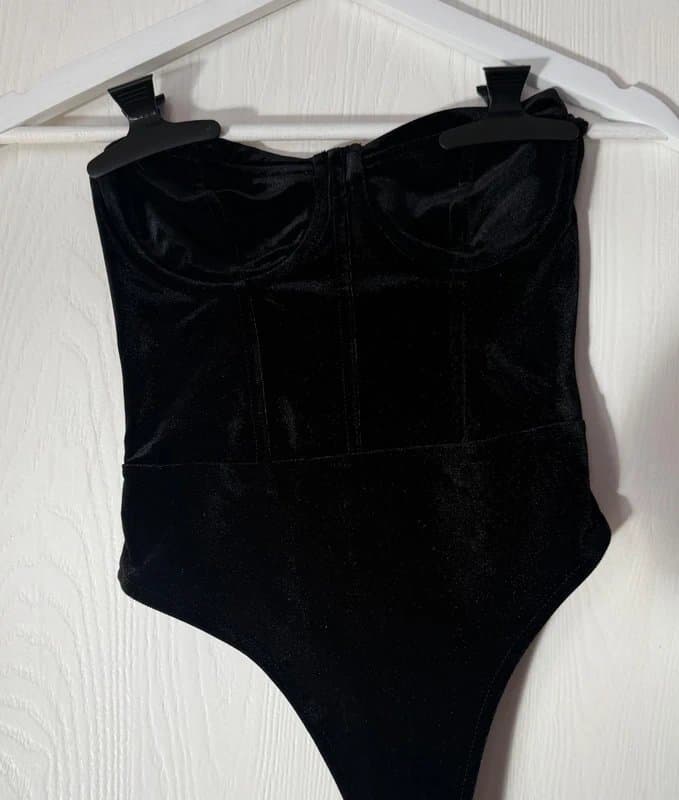 Bershka Bershka Black Velvet Bodysuit