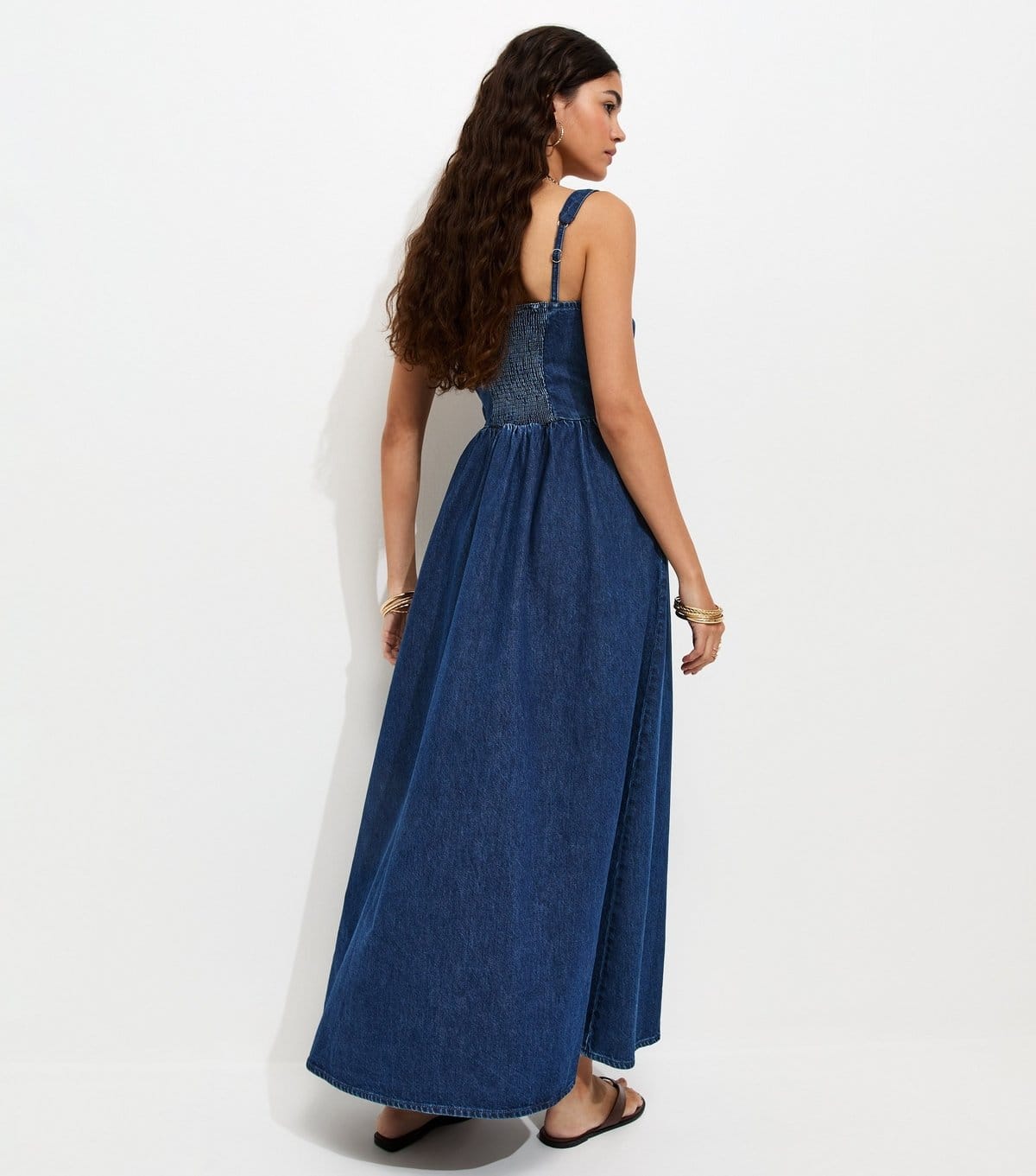 New Look Women's Blue Cotton Milkmaid Denim Midi Dress New Look - 4