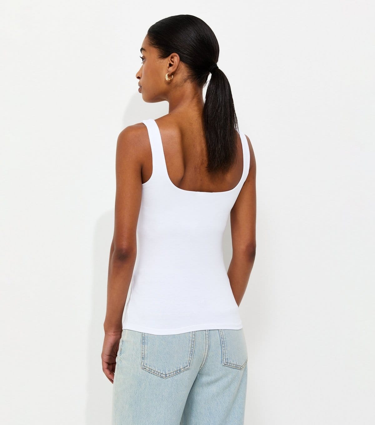 New Look Women's White Cotton Rich Square Neck Vest Top New Look - 4