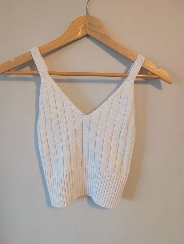 New Look White Ribbed Knitted Bralet Top