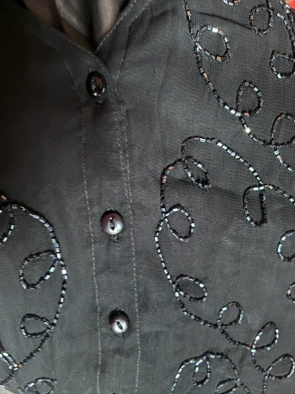 New Look New Look sheer waistcoat top with beaded front and tie UK 14