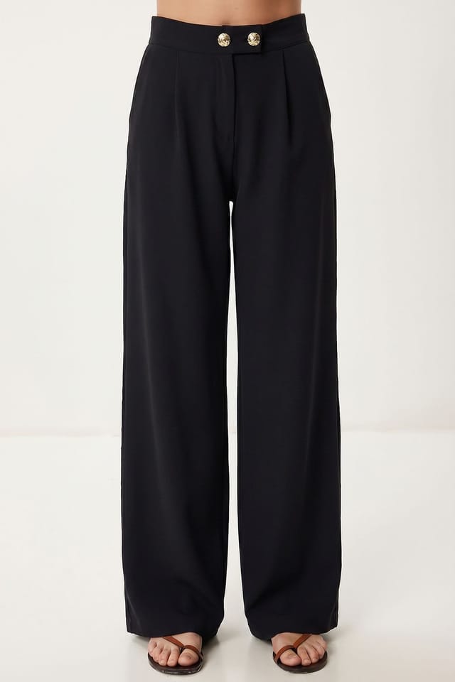 Happiness Istanbul Happiness Istanbul Women's Women's Two-piece Vest & Wide-leg Trouser Set in Black - 3