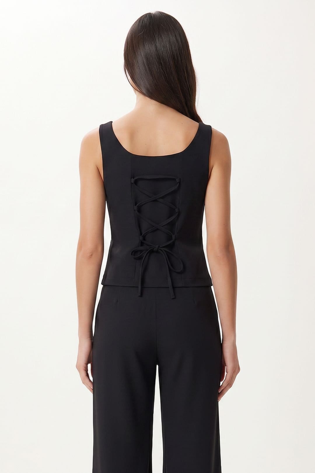 Happiness Istanbul Happiness Istanbul Women's Women's Two-piece Vest & Wide-leg Trouser Set in Black - 4