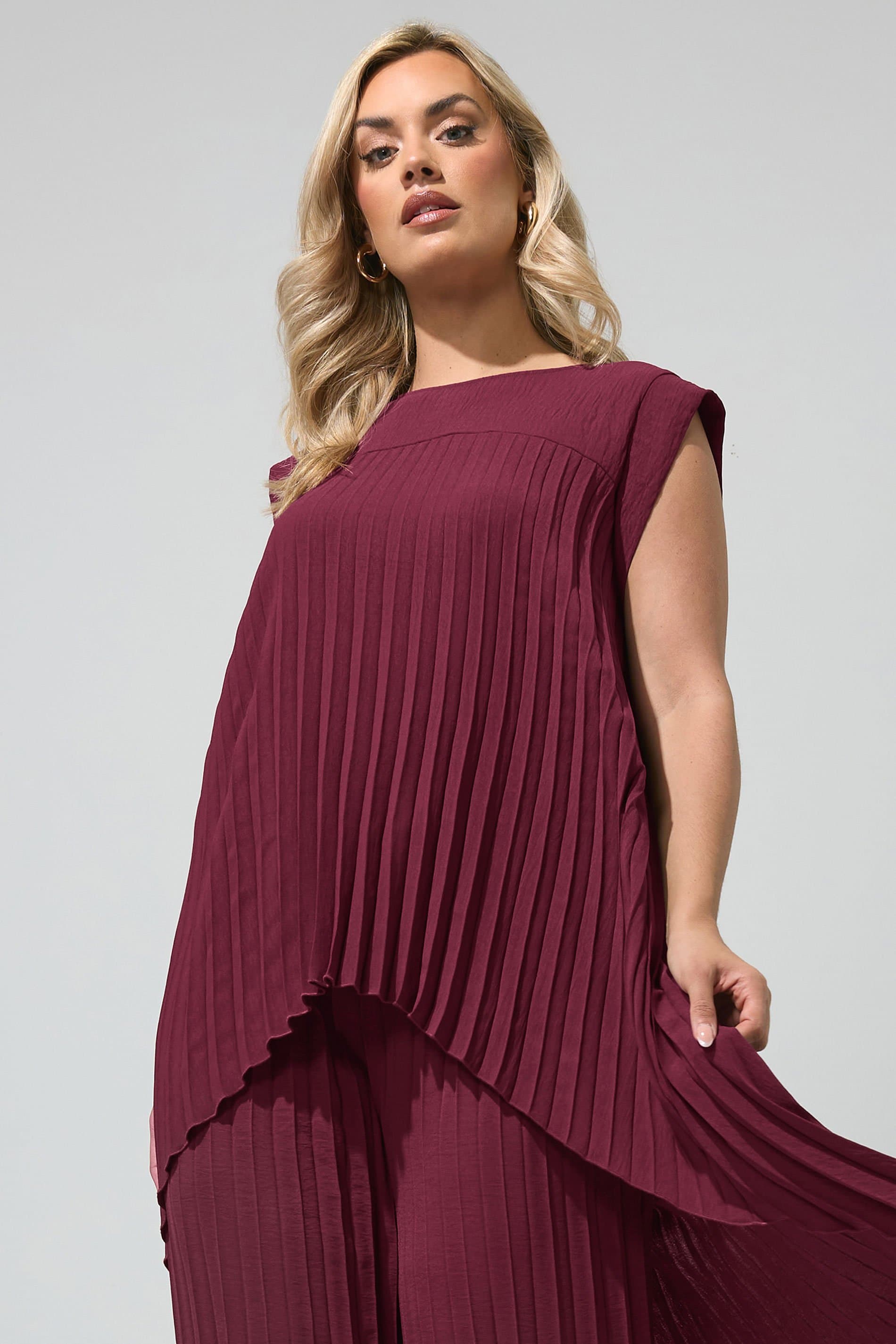 Yours London Plus Size Purple Pleated Top