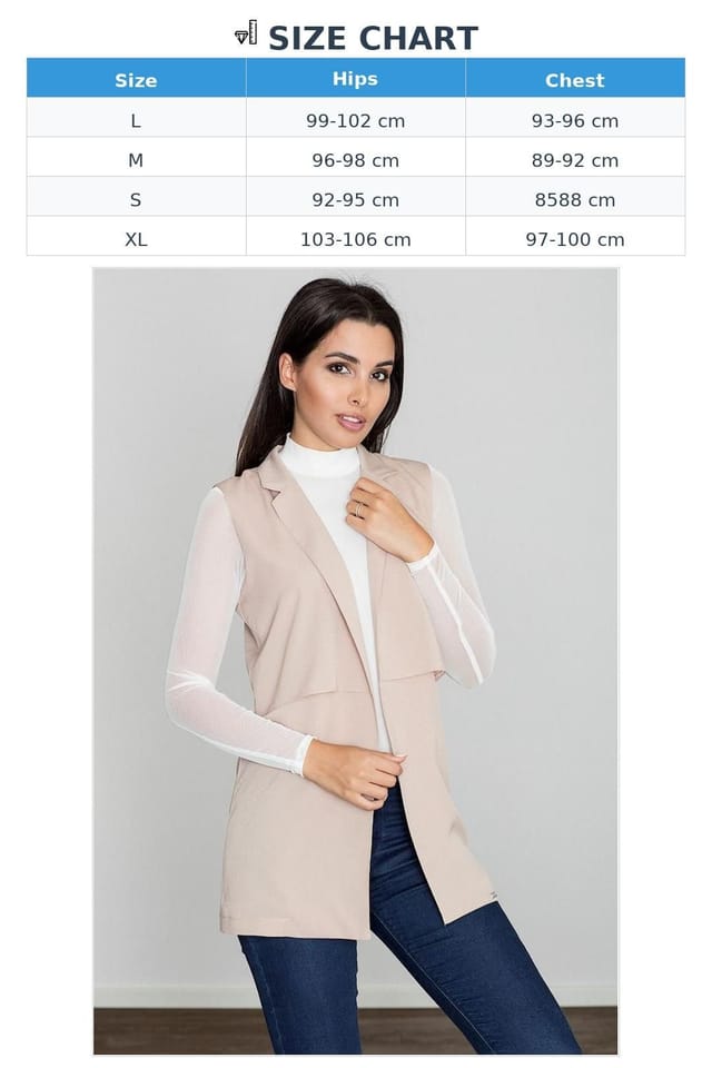 Love Lace Love Lace Women's Lightweight Long Vest with Collar for Styling in Beige - 3