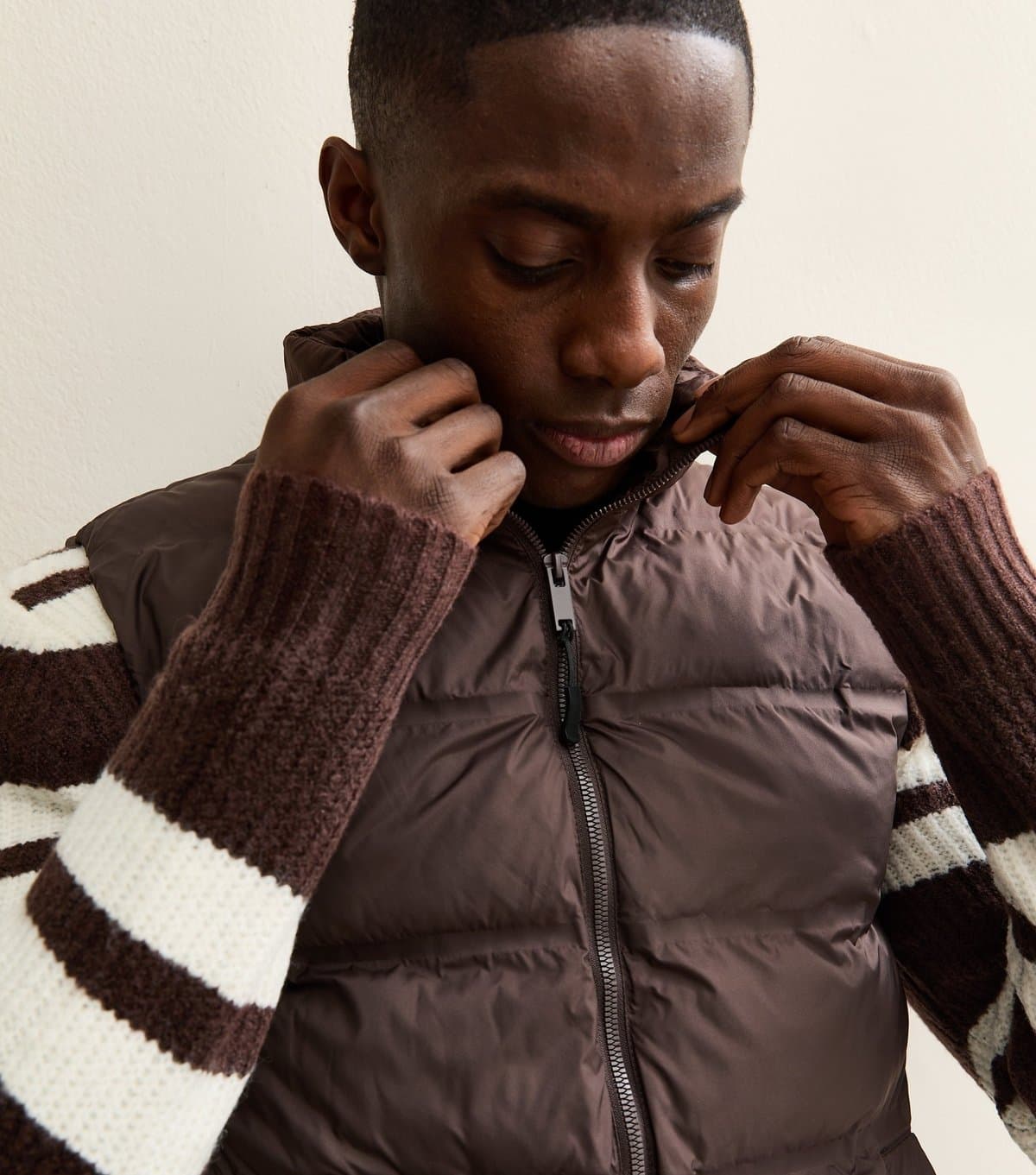 Only and Sons Men's Dark Brown Regular Puffer Gilet Only and Sons New Look