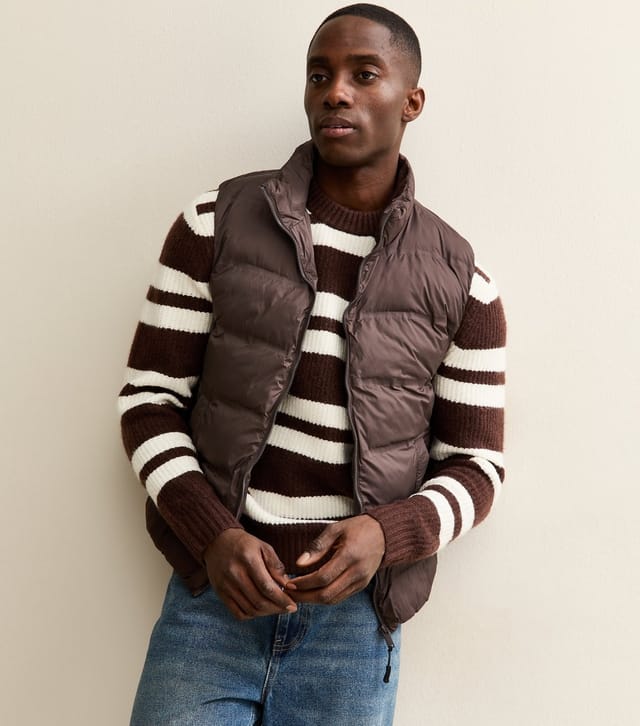 Only and Sons Men's Dark Brown Regular Puffer Gilet Only and Sons New Look - 2