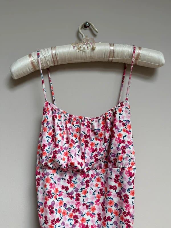 Bershka Bershka White dress with red & pink flowers