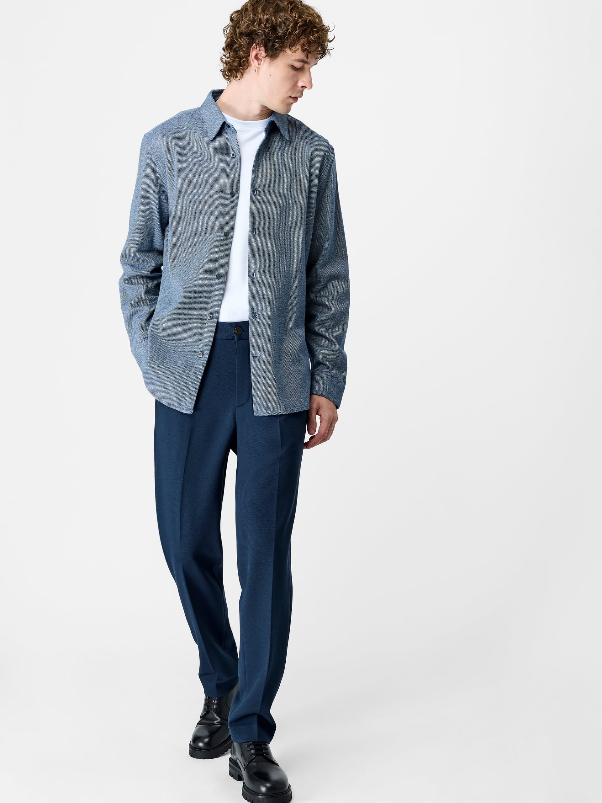 Navy Chambray Twill Regular Fit Shirt Navy