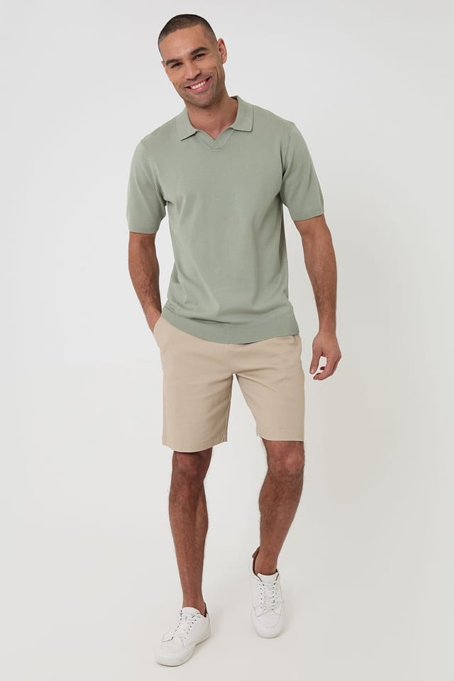 Threadbare Threadbare Men's Knitted Short Sleeve Trophy Neck Polo in Pale Green - 3