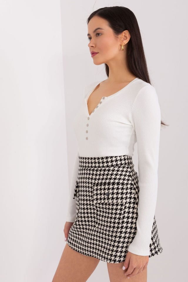 Love Lace Love Lace Women's Cotton Striped Heart Neck Button Blouse Style 188135 in White - 3