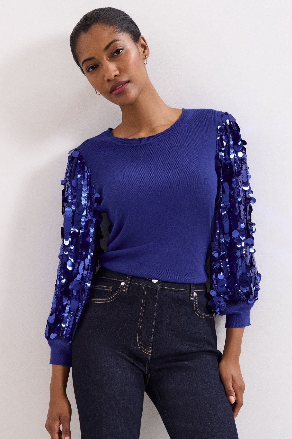 Phase Eight Phase Eight Women's Becky Sequin Jumper in Cobalt