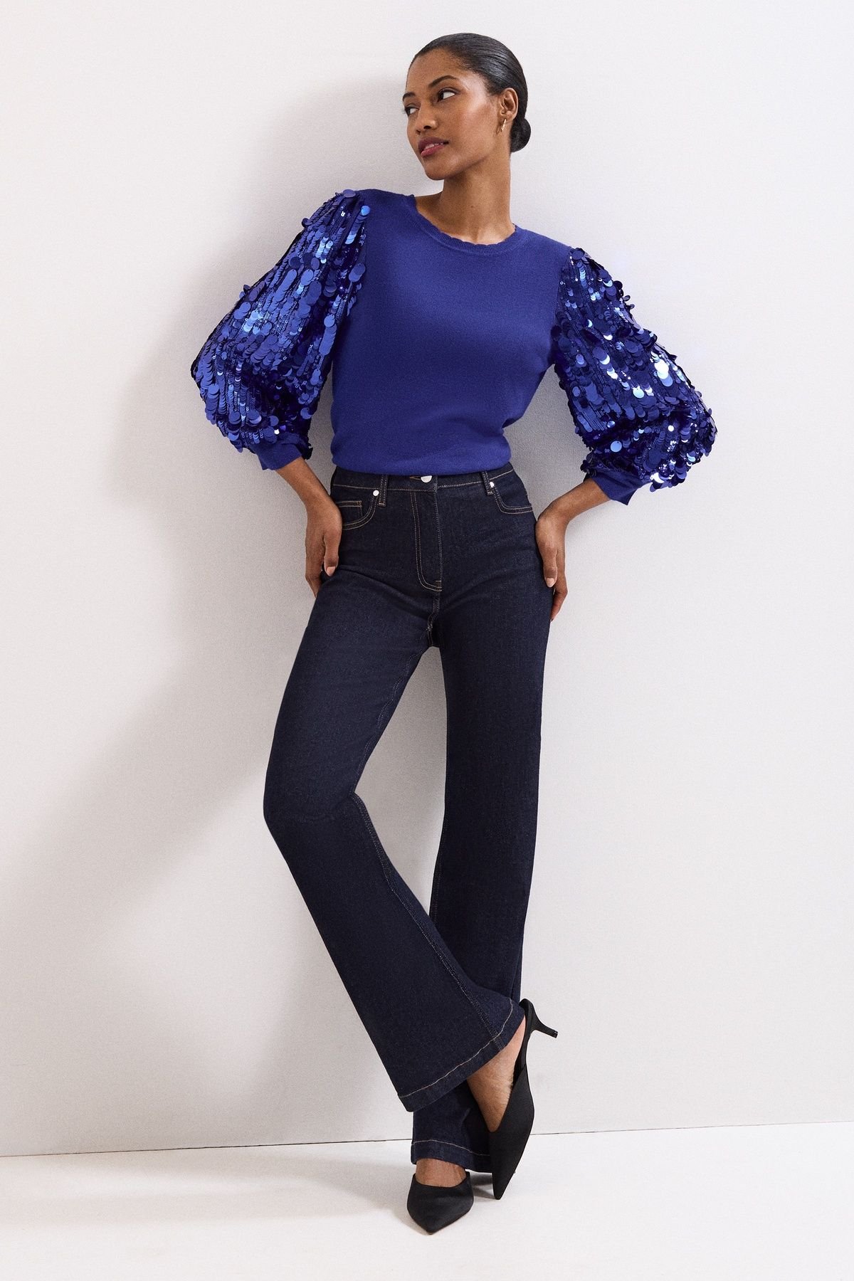 Phase Eight Phase Eight Women's Becky Sequin Jumper in Cobalt - 3