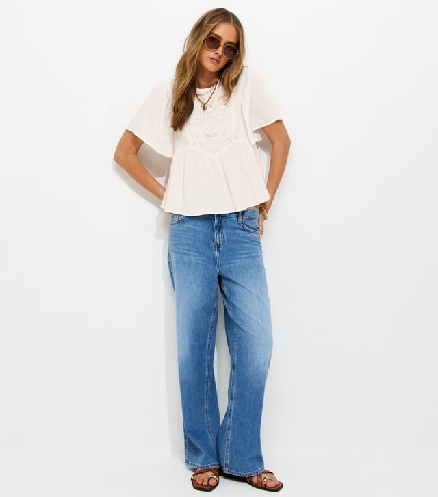 New Look Women's White Embroidered Short Sleeve Top New Look - 3