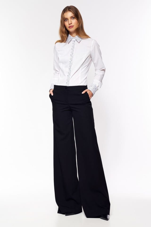 Love Lace Love Lace Women's Classic Black Palazzo Trousers Soft Office Comfort - 2