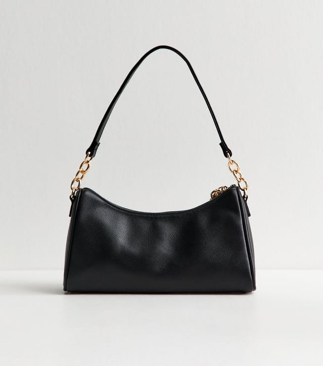 New Look Black Faux Leather Logo Plaque Shoulder Bag New Look - 3