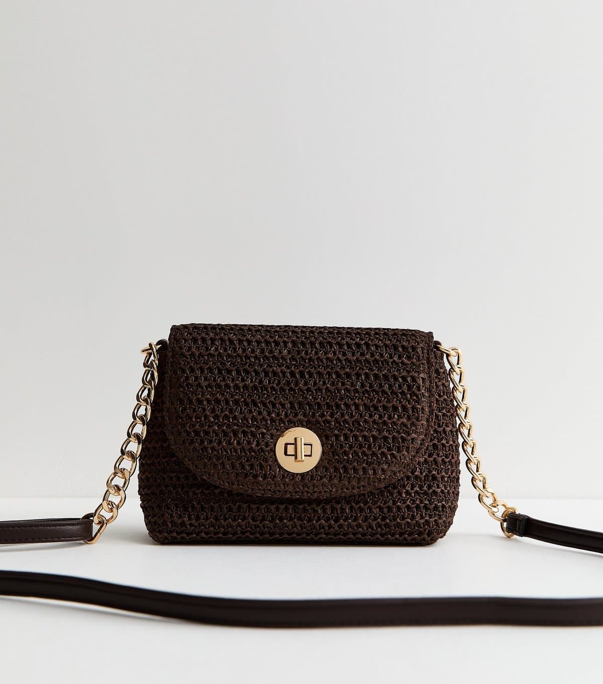 New Look New Look Dark Brown Raffia Cross Body Bag
