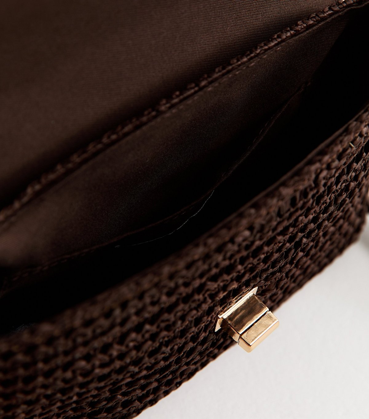 New Look Dark Brown Raffia Look Turn Lock Cross Body Bag New Look - 4