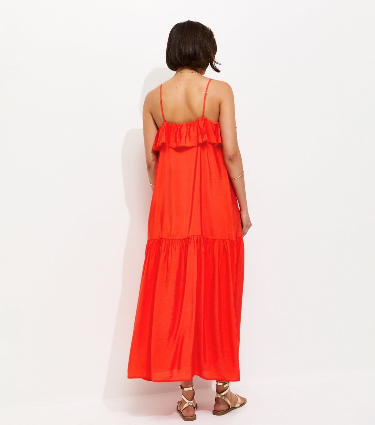New Look Women's Bright Red Ruffle Trim Cami Midi Dress New Look - 4