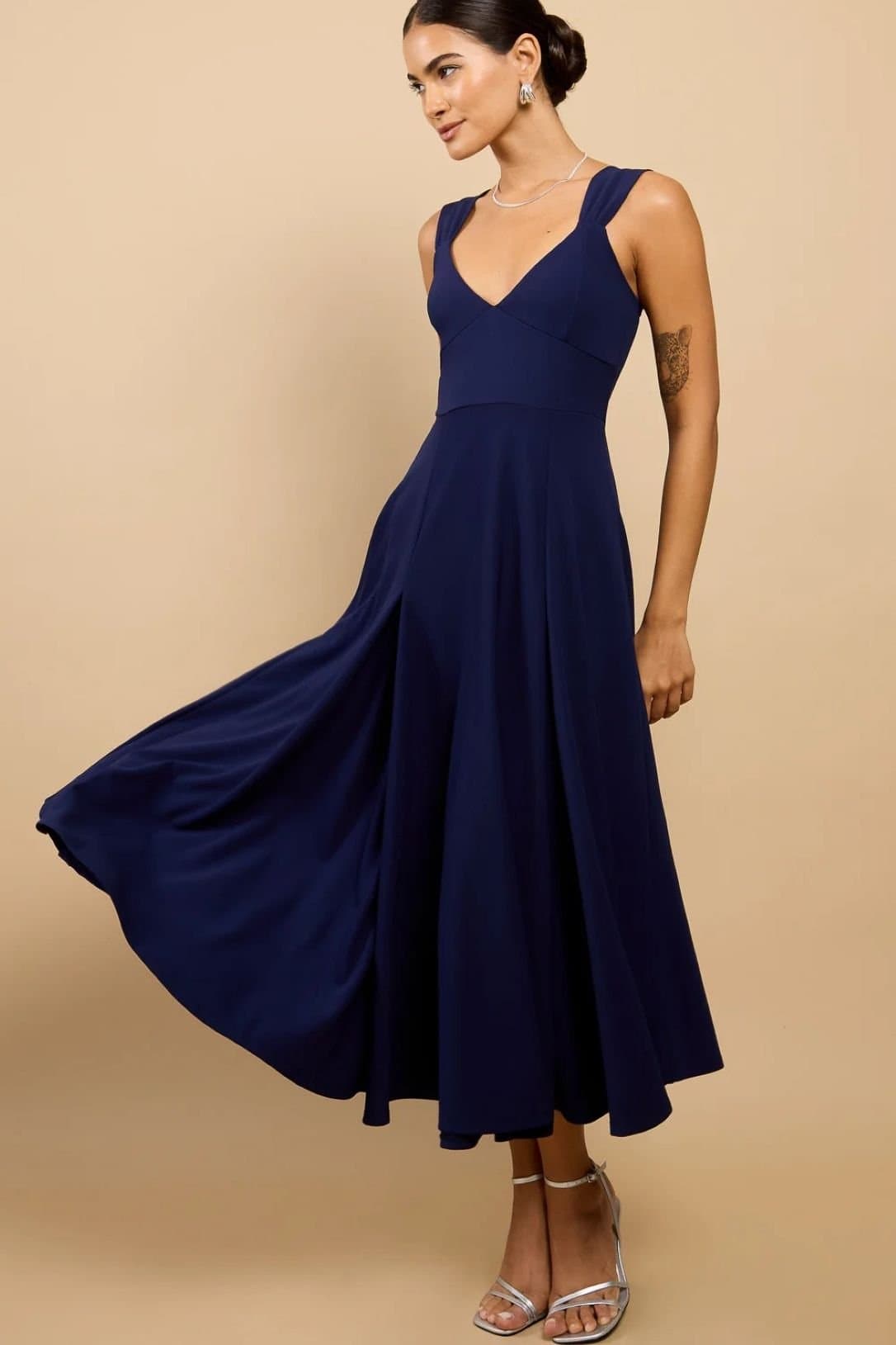 Little Mistress Little Mistress Navy A-Line Midi Dress