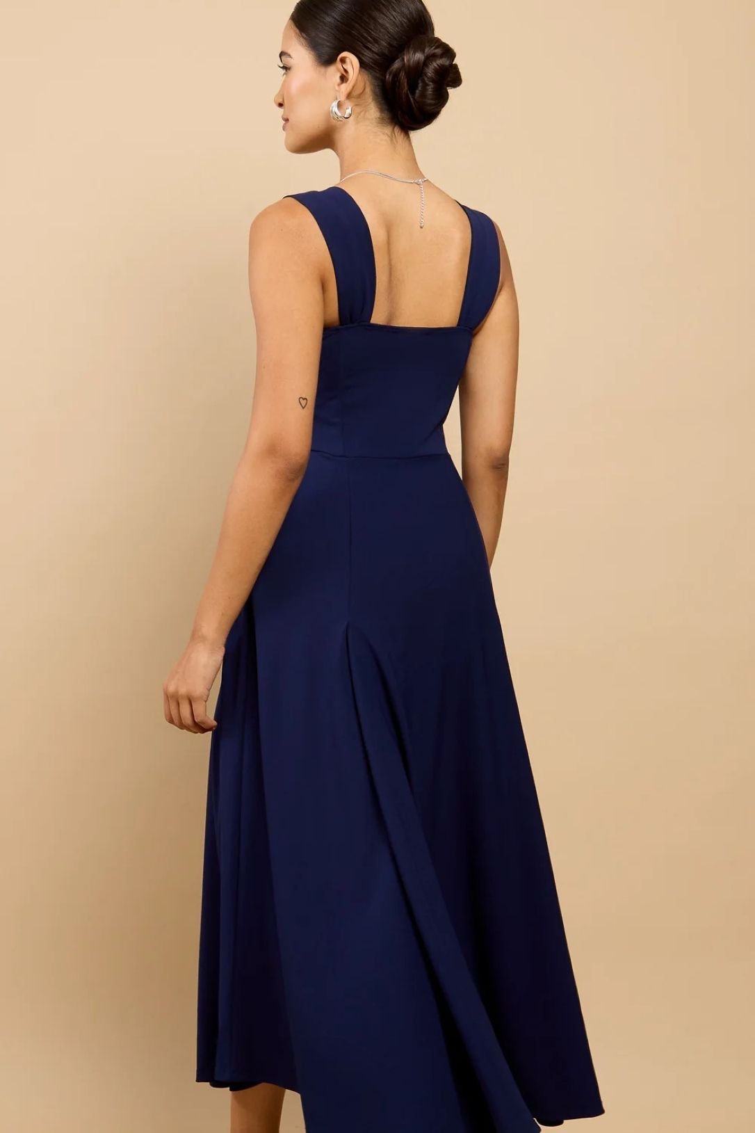 Little Mistress Little Mistress Women's Navy Gathered Strap Midaxi Dress - 2