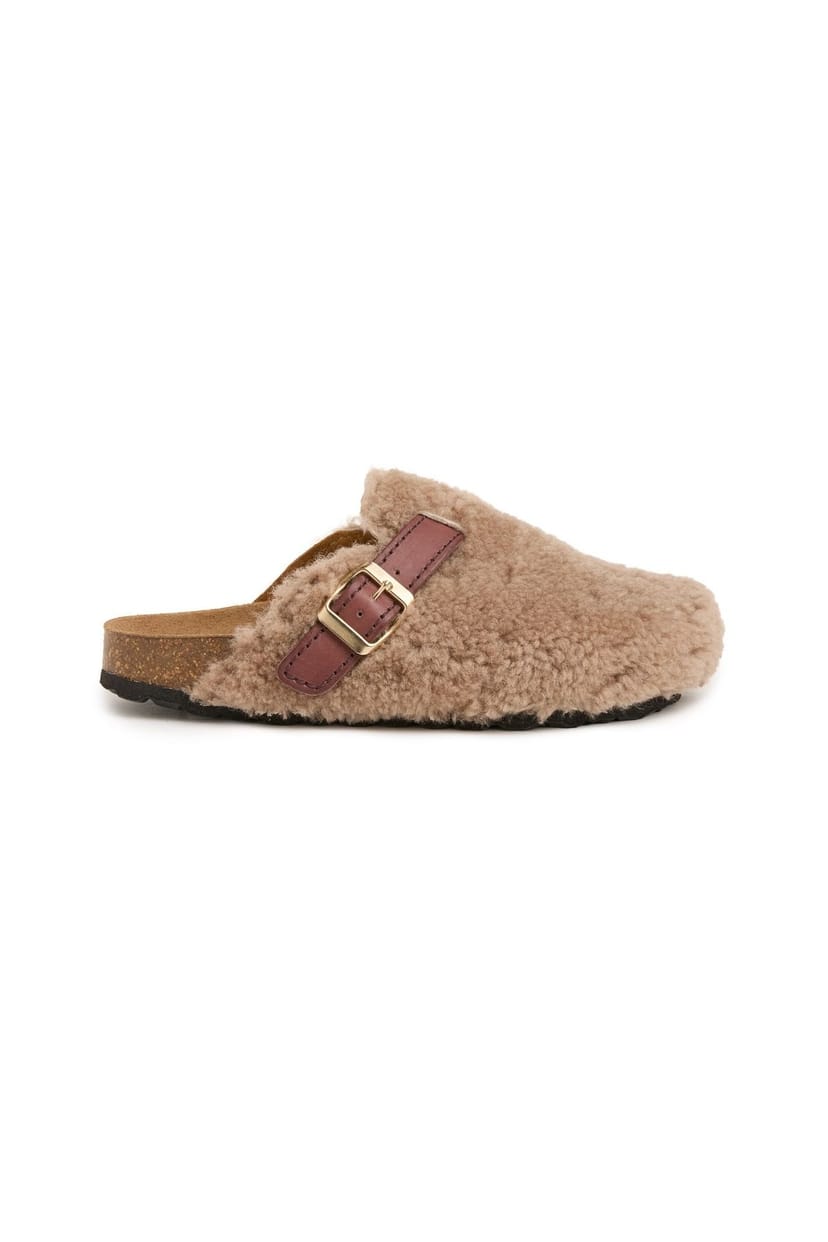Celtic & Co Celtic & Co Women's Leather Strap Teddy Clogs in Beige - 1