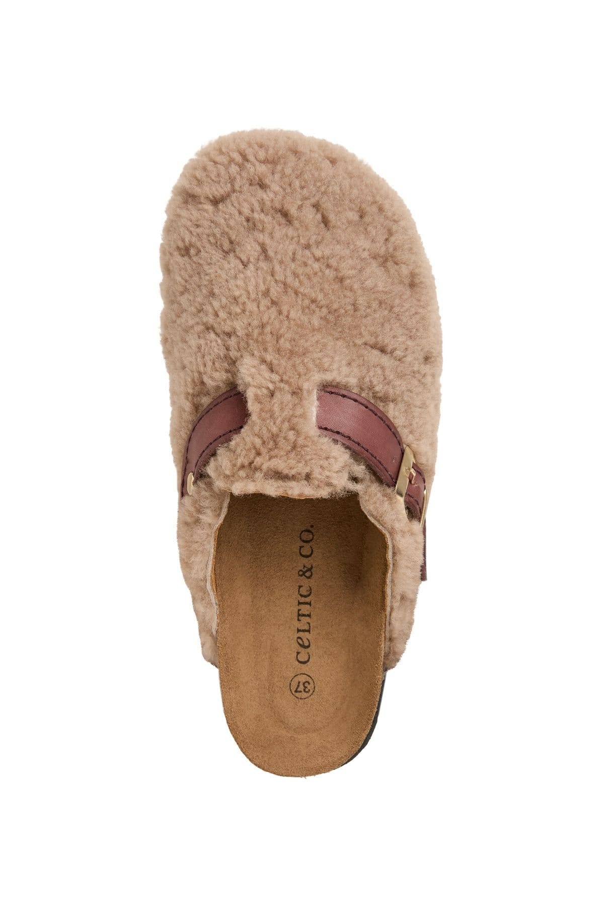 Celtic & Co Celtic & Co Women's Leather Strap Teddy Clogs in Beige - 4