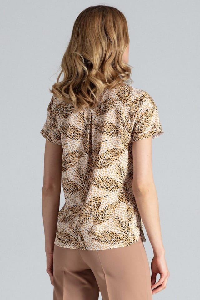Love Lace Love Lace Women's Short Sleeve Heart Neck Pleated Blouse - 3