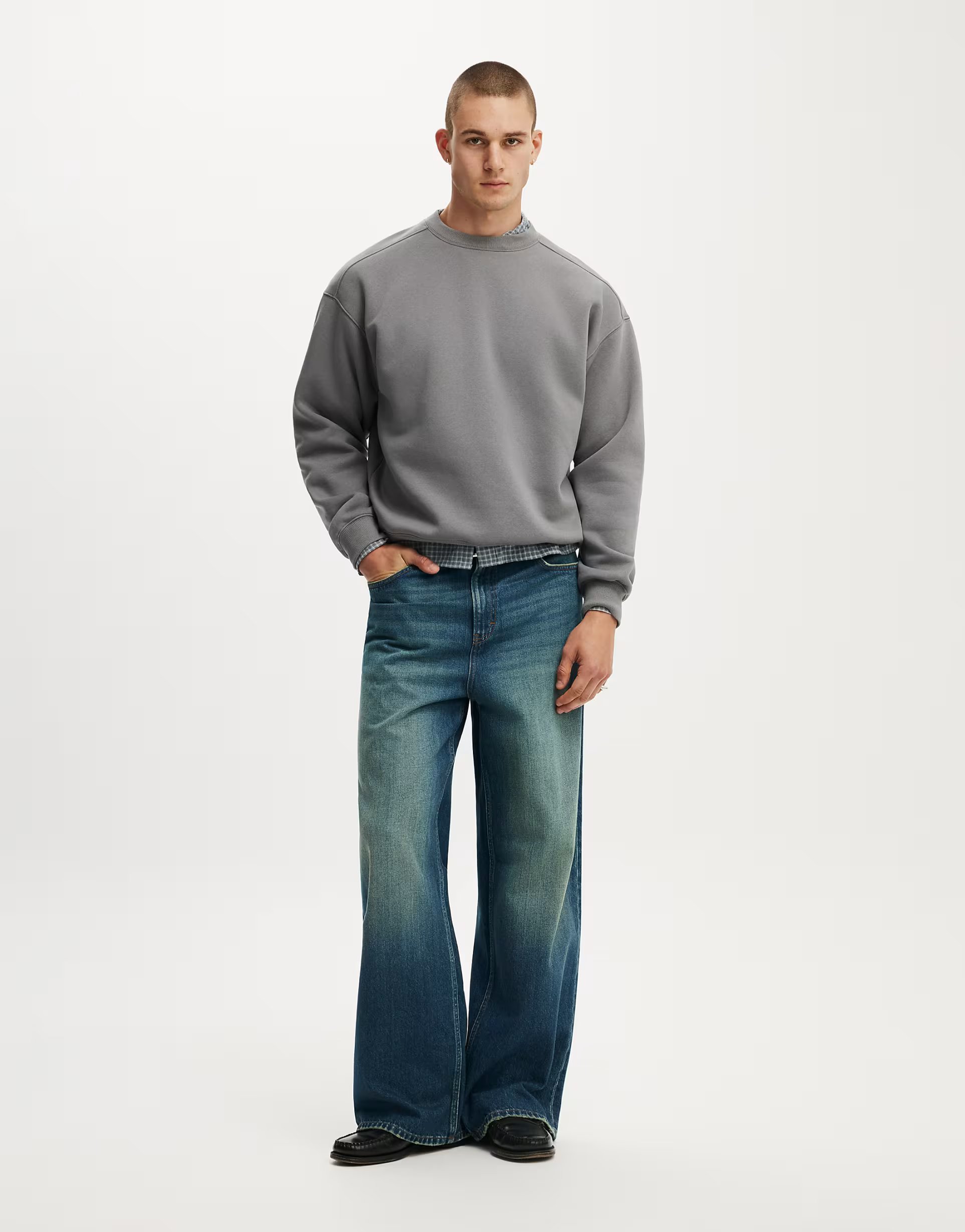 ASOS Cotton On Box fit crew sweater in grey - 1