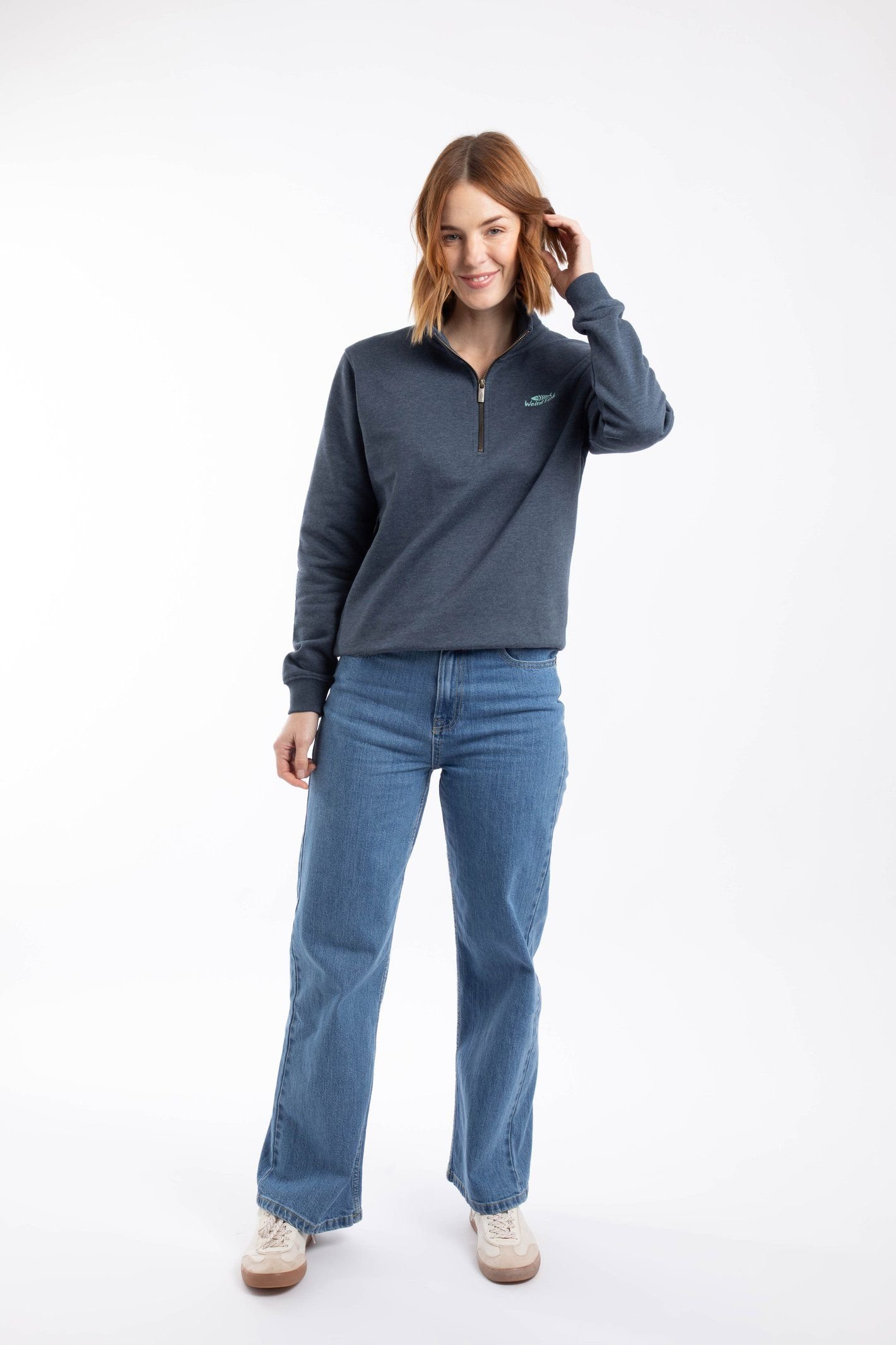 Weird Fish Weird Fish Women's Avery 1/4 Zip Sweatshirt in Navy - 4