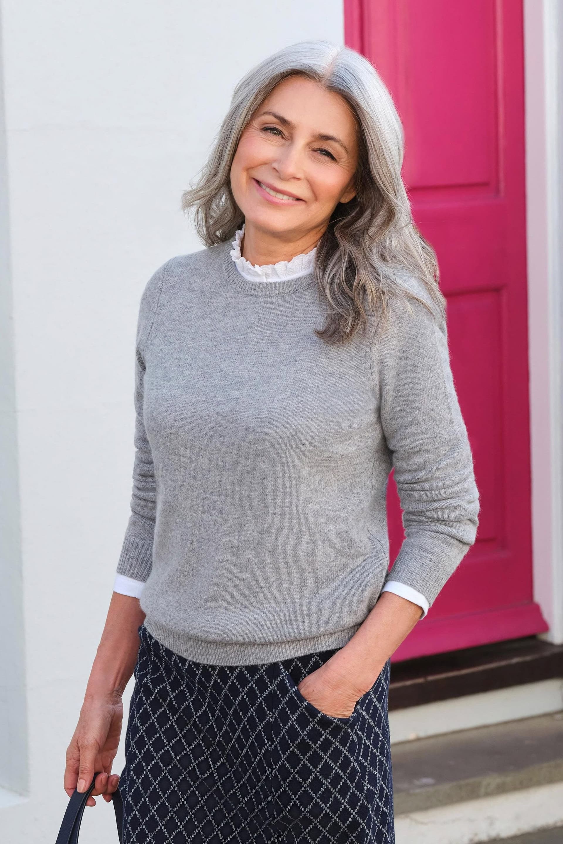 WoolOvers WoolOvers Light Grey Lambswool Crew Neck Jumper