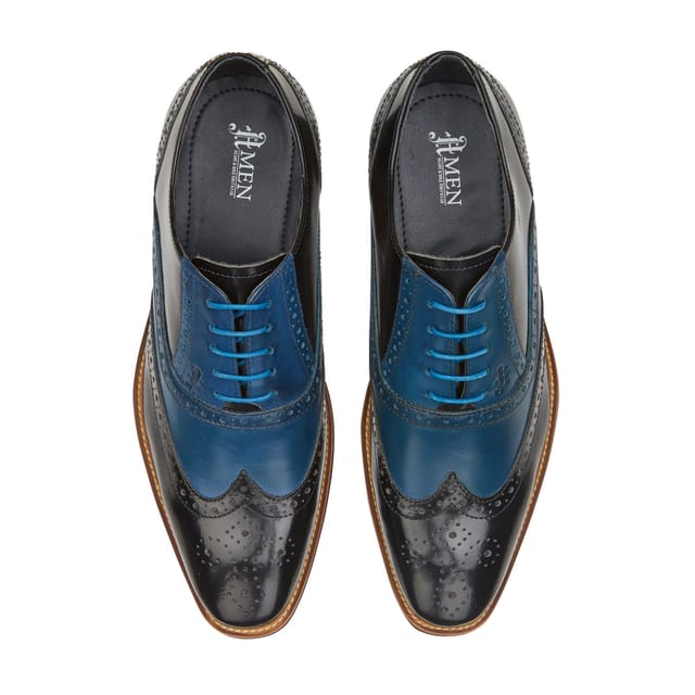 Amen Shoes Amen Shoes Men's Derry Leather Brogue Shoes in Navy - 3
