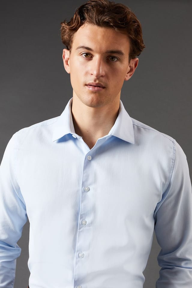 Burton Burton Men's Tailored Fit Herringbone Weave Long Sleeve Shirt in Blue - 2