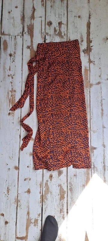 Never Fully Dressed Navy & Orange Animal Print Sarong Skirt