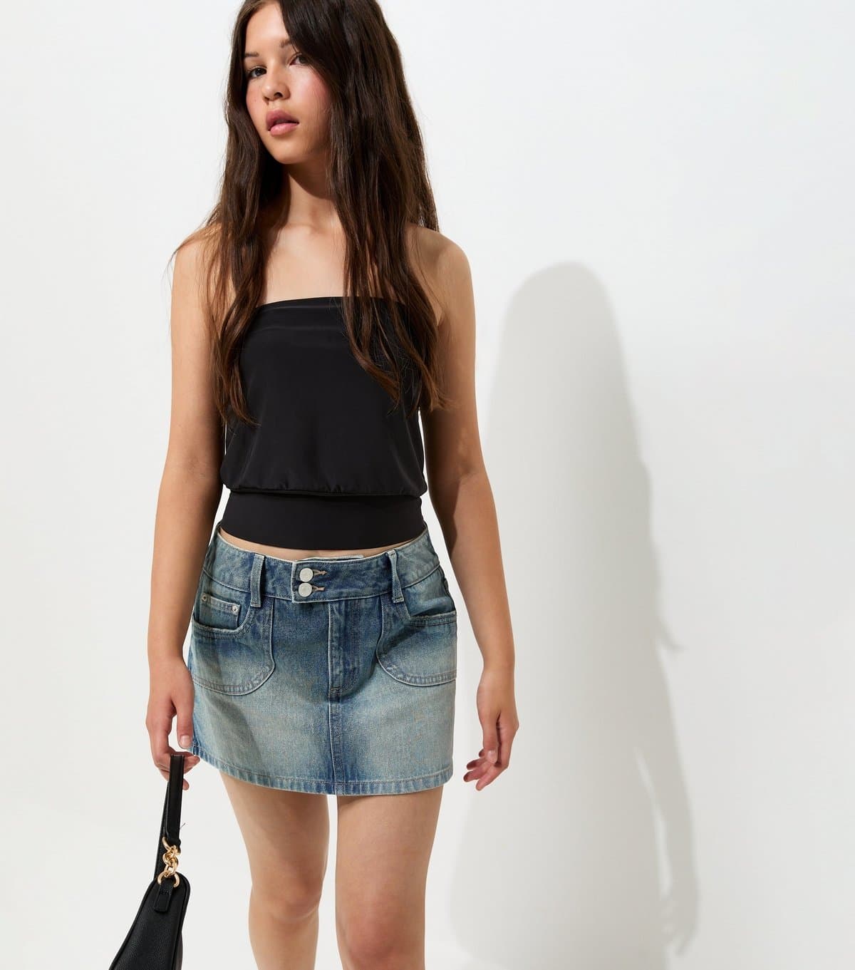 New Look Girls' Blue Bleached Effect Denim Skort New Look