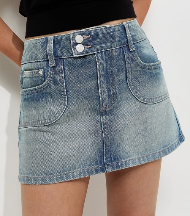 New Look Girls' Blue Bleached Effect Denim Skort New Look - 2