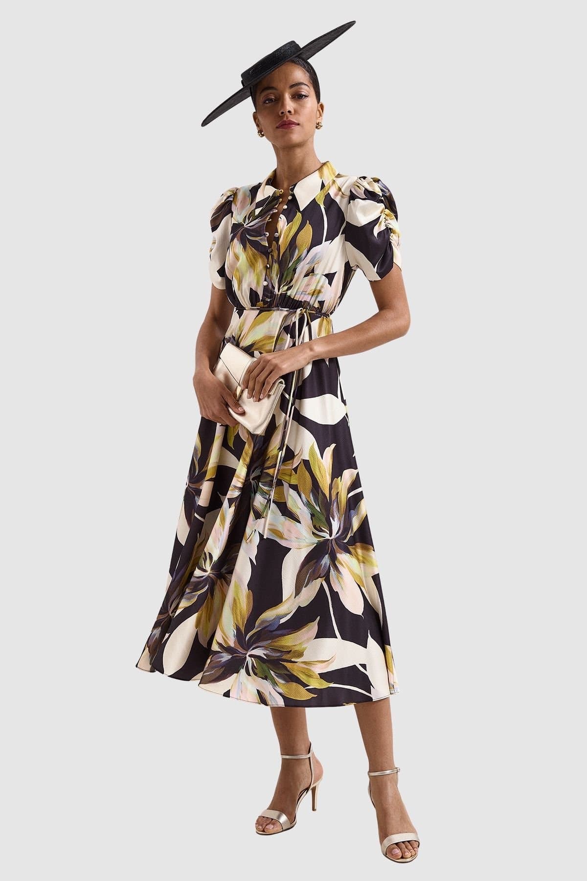 Phase Eight Phase Eight Women's Bella Puff Sleeve Printed Shirt Dress in Black