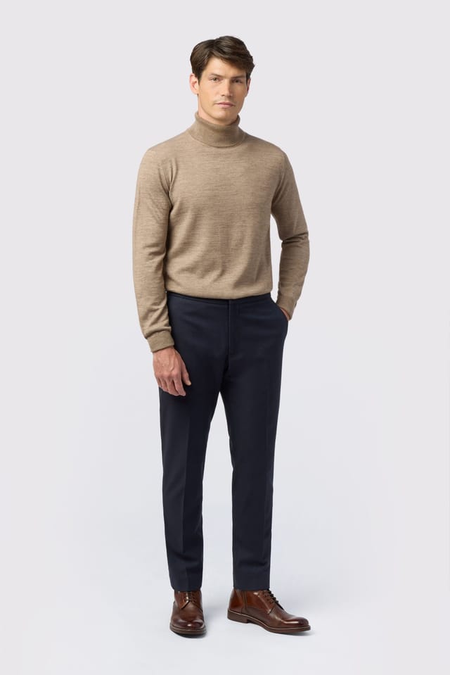 Melka Melka Men's Merino Knit Roll Neck Jumper in Yellow - 2