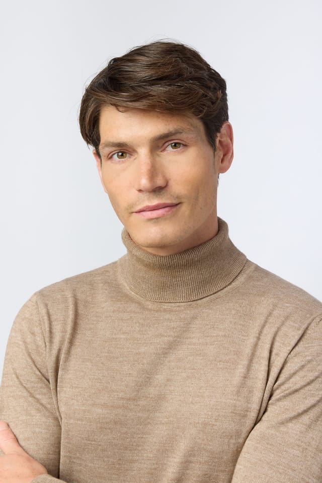 Melka Melka Men's Merino Knit Roll Neck Jumper in Yellow - 3