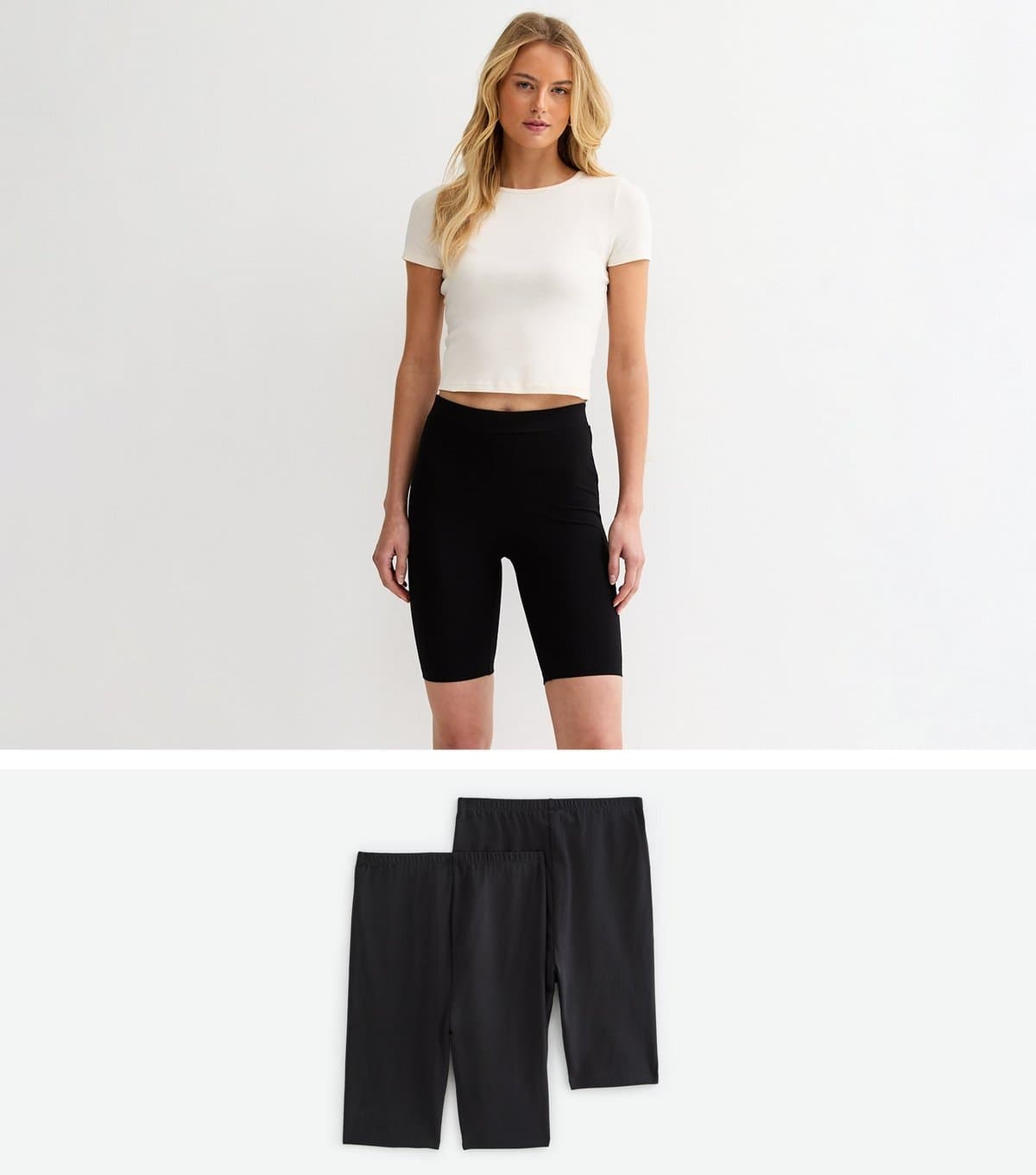 New Look Women's Tall Pack Of 2 Black Stretch Cotton Cycling Shorts New Look